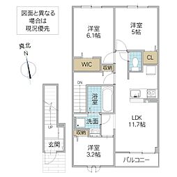 グレースヒルズ 3LDKの間取図画像