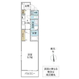 ファースト スター 2階1Kの間取り