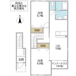 ヴァン ヴェール III S 2階2LDKの間取り