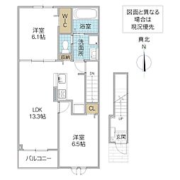 パークコートひたちなかEI 2LDKの間取図画像