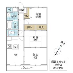 ロイヤルストーン2 3DKの間取図画像