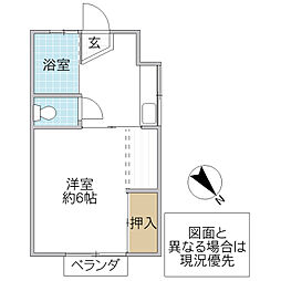 クランメール・多賀 1Kの間取図画像