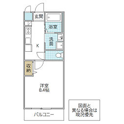 プレシャスワン翔(Precious one翔) 1Kの間取図画像