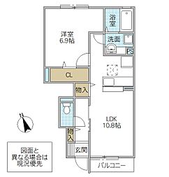 ドッググレイスコート 1LDKの間取図画像