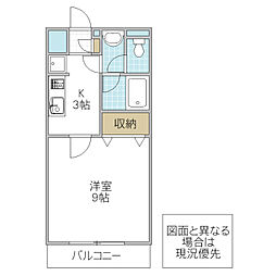 パレ・ドール 1Kの間取図画像