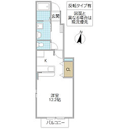 サンライトレジデンス水戸C ワンルームの間取図画像