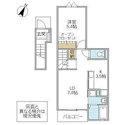 ロリエB 1LDKの間取図画像