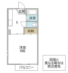 シティー・パルK 1Kの間取図画像