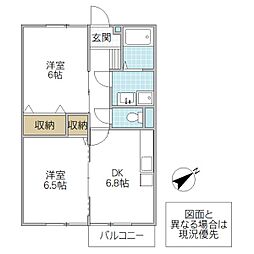エルガーデンB 2DKの間取図画像
