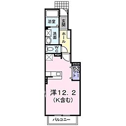 アクシーヌ ワンルームの間取図画像