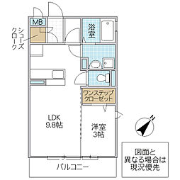 パークドプランタンA 1LDKの間取図画像