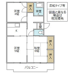 鴨志田第二マンション 3DKの間取図画像