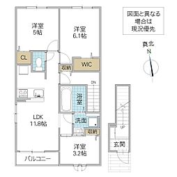 プリムローズM2 3LDKの間取図画像