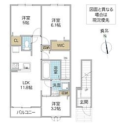 プリムローズM2 3LDKの間取図画像