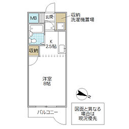 ヒルズ自由ヶ丘 ワンルームの間取図画像