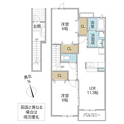 プラシードフィル1 2LDKの間取図画像