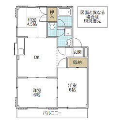 グリー笠原B 3DKの間取図画像