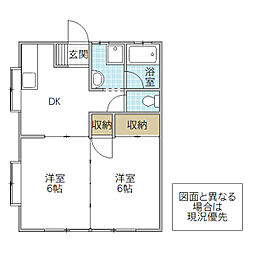モンセジュールE 2DKの間取図画像
