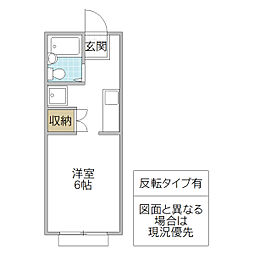 クアトロB ワンルームの間取図画像