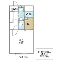 エレガンス葉山 1Kの間取図画像
