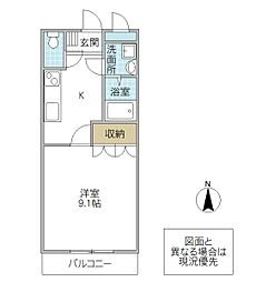 コンフォール舟小屋 1Kの間取図画像