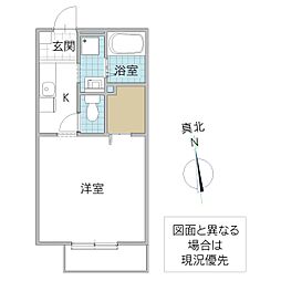 セルリアジョイ 1Kの間取図画像