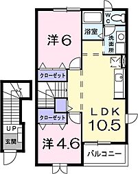 プリムローズA 2LDKの間取図画像