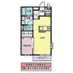 パルフェボヌール1 1LDKの間取図画像