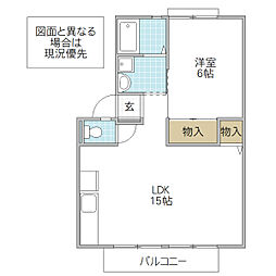 グランセジュールC 1LDKの間取図画像
