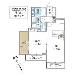 メセナグランデ千波 1LDKの間取図画像