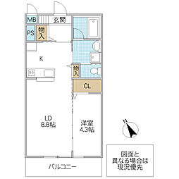 スペリアージュ 1LDKの間取図画像