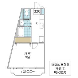 フォーライフヴィラ水戸 1Kの間取図画像