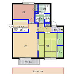 エーデルハイムGローゼの棟 2LDKの間取図画像