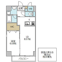 クラージュ 1LDKの間取図画像