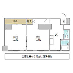 リエス水戸大町 2DKの間取図画像