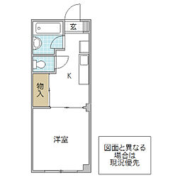 リエス水戸大町 1Kの間取図画像