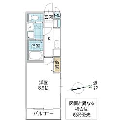 プレスト水戸桜川 1Kの間取図画像