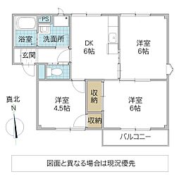 プラドール木村A 3DKの間取図画像