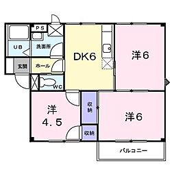 プラドール木村A 3DKの間取図画像