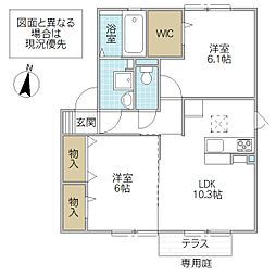 グランマーレK 2LDKの間取図画像
