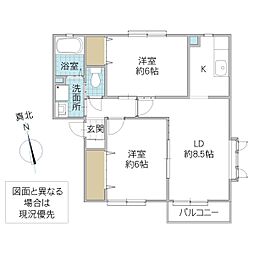 ウェルヴィラヒーロー 2LDKの間取図画像