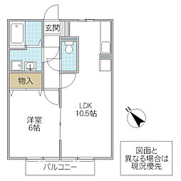 ガーデンシティー 1LDKの間取図画像