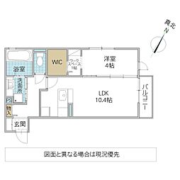 アヴァンス東台B 1LDKの間取図画像