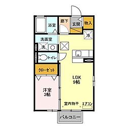 マノワールKB 1LDKの間取図画像