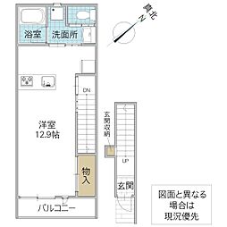 レーガベーネ勝田本町 V ワンルームの間取図画像