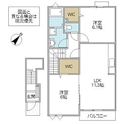 サンフレンズB 2LDKの間取図画像