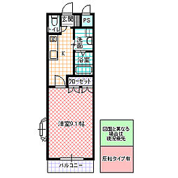 コーポミナミ 1Kの間取図画像