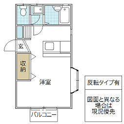 フロンティアK2C ワンルームの間取図画像