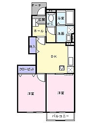 プロムナード3 2DKの間取図画像