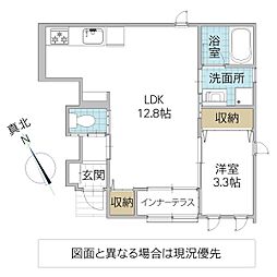 レーガベーネ千波町A棟 1LDKの間取図画像